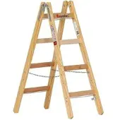 Euroline Holz-Sprossenstehleiter Nr. 12506 mit unterschiedlichem Sprossenabstand und ...