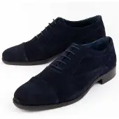 Purapiel Herren Oxford-Schuh 'Dario' aus 100 % natürlichem Leder, Chrom VI-frei, Blau