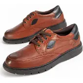 Purapiel Herren Schnürschuh Oxford Confore Braun aus 100 % natürlichem Leder mit wasserdichter Membran