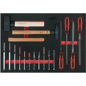 Ks Tools Feilen-, Meißel- und Hammer-Satz 18tlg. in 1/1 Systemeinlage - 711.1018