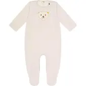 Sanetta Baby Strampler - Body, Baumwolle, Bär, Logo, Druckknöpfe, langarm, einfarbig Beige / 80