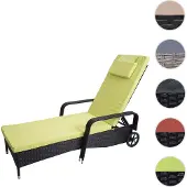 Mendler Poly-Rattan Sonnenliege Carrara, Relaxliege Gartenliege Liege, Alu anthrazit, Kissen hellgrün