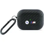 BMW Hülle für AirPods Pro 3, M Carbon Metal Logo, Schwarz Karbon