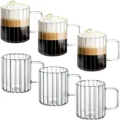 Wilmax Doppelwandige Thermoglas-Tasse mit Henkel – 300 ml, 6er Set