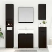 vidaXL Badezimmerschrank-Set 3 Stk. Schwarz Eichen-Optik Holzwerkstoff