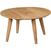 Wohnling Couchtisch BOHA Massivholz Akazie Wohnzimmertisch rund Ø75 x 40 cm Beistelltisch mit 4 Beinen im Landhausstil