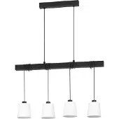 Eglo Pendelleuchte Townshend 8, 4-flammige Hängelampe, Esszimmerlampe mit Holzbalken, Esstischlampe, Hängeleuchte mit E27