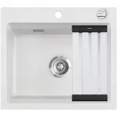 SYSTEMCERAM Flächenbündige Spüle KARA 57 F in POLAR mit Excenterbetätigung / ab Schrankbreite 60 cm
