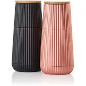 AdHoc Set Pfeffer- und Salzmühle Scape, black&rosé gold, CeraCut Ceramic Mahlwerk, Kunststoff / Eichenholz