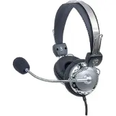 Manhattan Stereoheadset, Verstellbarer Kopfbügel und flexibles Mikrofon, Kabelgebunden, 20 - 20000 Hz, Anrufe/Musik, 340 g, Kopfhörer, Grau