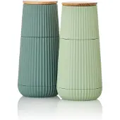 AdHoc Set Pfeffer- und Salzmühle Scape, dark green&light green, CeraCut Ceramic Mahlwerk, Kunststoff / Eichenholz
