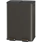 Songmics Mülleimer Küche, 2 x 30 Liter, 2 Fächer, Abfalleimer, Tretmülleimer, Softclose-Deckel, Edelstahl, schiefergrau