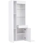 OKWISH Vitrine mit Schubladen LED Beleuchtung Wohnzimmer 70x35x180cm Weiß