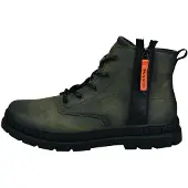 Bugatti Schnürboots , Herren, Gr. 42, Textil, grün (dunkelgrün), Lederimitat, Schuhe Schnürboots, Schnürstiefelette, Outdoorboots mit Reißverschluss und Anziehlasche