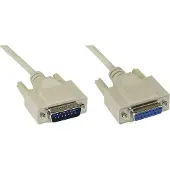 InLine Joystickverlängerung, 15pol Stecker / Buchse, 2m, vergossen, beige