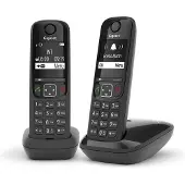 Gigaset AS690 Duo, Analoges/DECT-Telefon, Kabelloses Mobilteil, 100 Eintragungen, Schwarz