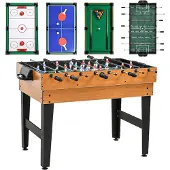 HOMCOM Multigame Spieltisch MDF Stahl Naturholz Schwarz 107L x 61B x 84,5H cm
