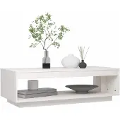 vidaXL Couchtisch Weiß 110x50x33,5 cm Massivholz Kiefer