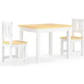 vidaXL 3-tlg. Kinder-Sitzgruppe Weiß und Beige MDF