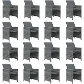 vidaXL 17-tlg. Garten-Essgruppe mit Kissen Poly Rattan Grau