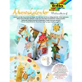 Folia 9391 - Adventskalender Weihnachtsdorf, vorgestanzte Schachteln in Form von 24 Häuschen zum Zusammenstecken, mit Glitterapplikationen, ideal für kleine Geschenke im Advent
