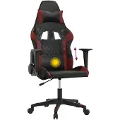 vidaXL Gaming-Stuhl mit Massagefunktion Schwarz und Weinrot Kunstleder