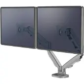 Fellowes Dual Monitorarm Eppa, bis 39" Gesamtbreite, VESA, dreh-/schwenk-/neig-/höhenverstellbar, silber