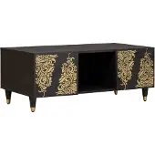 vidaXL Couchtisch Schwarz 100 x 54 x 40 cm Massivholz Mango