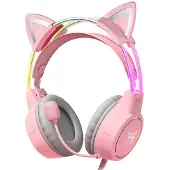 Onikuma X15Pro Gaming-Kopfhörer Rosa/Katzenohren