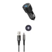 Thomson Ladegerät + Kabelset – – 60-W-Autoladegerät – USB-A-auf-C-Kabel (3 A) – Länge 1,5 m