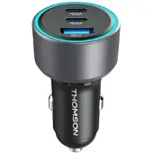 Thomson Kfz-Ladegerät – – 60 W – Neueste Generation der Technologie – 2 USB-C (PD 30 W) + USB-A (QC 3.0 18 W)