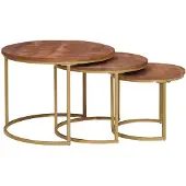 vidaXL Nesting-Couchtische 3 stk. Honigbraun 60 x 60 x 45 cm
