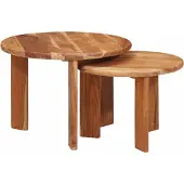 vidaXL Nesting-Couchtische 2 stk. Braun Ø 50 x 40 cm Massivholz Akazie