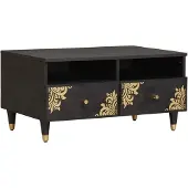 vidaXL Couchtisch Schwarz 80 x 54 x 40 cm Massivholz Mango