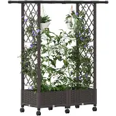 vidaXL Hochbeet mit Rankgitter und Dach Braun 122,5 x 40 x 127 cm PP
