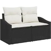 vidaXL Gartensofa-set mit Kissen 8 pcs Schwarz Poly-Rattan