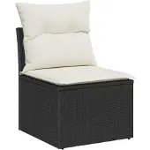 vidaXL Gartensofa-set mit Kissen 9 pcs Schwarz Poly-Rattan