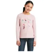 Ariat Kindershirt Powder Ponies, Langarm, ash rose, Kindergrößen:128