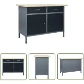 The Living Store Werkbank Schwarz 120x60x85 cm Stahl