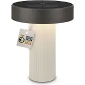 Briloner LED Tischlampe Kabellos Ø16x20cm 1W 150lm 3000K Warmweiß Solar Altweiß Anthrazit - Tischleuchte Wohnzimmer Flur Balkon
