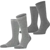 Burlington Everyday Socken 2er-Pack Streifen Grau - 40-46