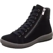 Legero Schnürboots "TANARO 5.0", Damen, Gr. 36, wärmend, blau (nachtblau), Textil, Veloursleder, Schuhe Schnürboots, High Top-Sneaker mit zusätzlichem Reißverschluss