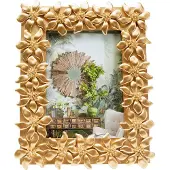 Kare Bilderrahmen DESIGN "Flower 13x18cm", gold, B:20,5cm H:25,5cm T:2,8cm, Polyester, Polyresin, Bilderrahmen, Bilderrahmen