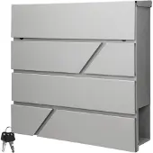 ML-Design ECD Germany Standbriefkasten Anthrazit Edelstahl 170 cm freistehend, mit Zeitungsfach, Postkasten Hellgrau 37x37 cm, pulverbeschichtet