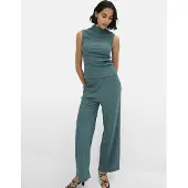 Bonprix Overall , Damen, Gr. 36/38 (S), N-Gr, grün (mattgrün), Obermaterial: 98% Polyester, 2% Elasthan, schmal, Overalls Overall, aus Crinklejersey, schmale Passform, ärmellos, im 2er-Set