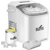 Bardi Deluxe Eiswürfelmaschine – Eisbereiter inklusive gratis Luxus-Thermosbecher und Eisschaufel – 9 Eiswürfel in 8 Minuten – Weiß