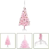 The Living Store Künstlicher Weihnachtsbaum mit Beleuchtung & Kugeln Rosa 180cm