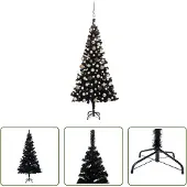 The Living Store Künstlicher Weihnachtsbaum Beleuchtung & Kugeln Schwarz 180 cm
