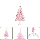 The Living Store Künstlicher Weihnachtsbaum mit Beleuchtung & Kugeln Rosa 150cm