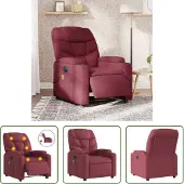 The Living Store Massagesessel Elektrisch Weinrot Stoff